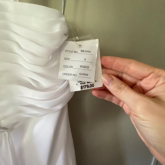 NWT Davids Bridal Halter Chiffon Wedding Dress Size 6 Empire Waist Sweetheart - Picture 8 of 16